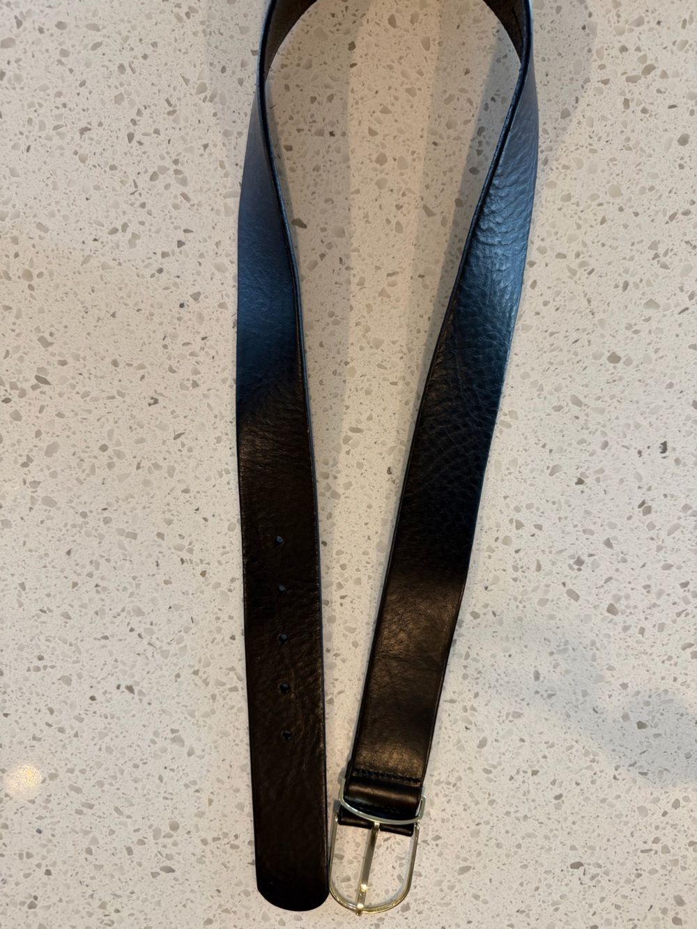 NWOT Everlane Womens Black Leather Belt Medium Gold Buckle Made in USA